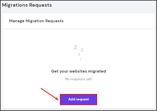 Create website migration request on Hostinger